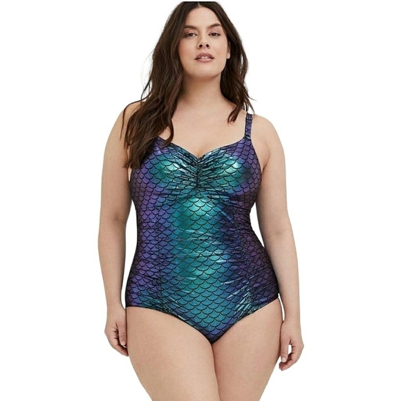 NWT Torrid Iridescent Mermaid Wireless One Piece Swimsuit Size 6X / 6 D-DD - Picture 1 of 7